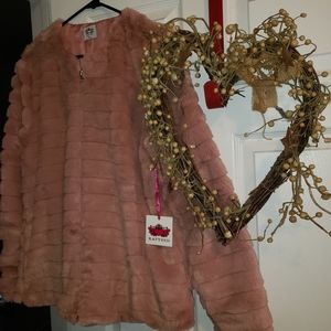 Pink faux fur jacket